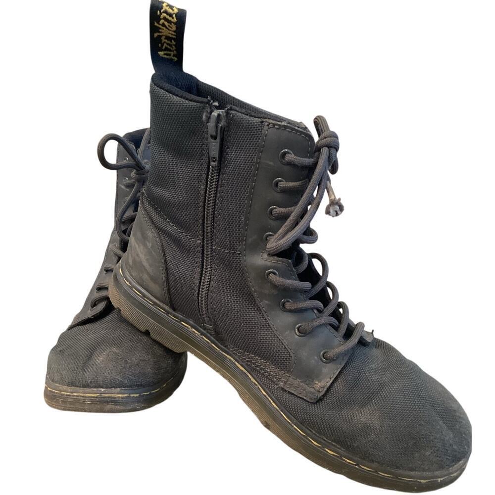 Dr. Martens Doc Combs J Combat Lace Up Boot Canvas Black Grunge Punk Emo Utility